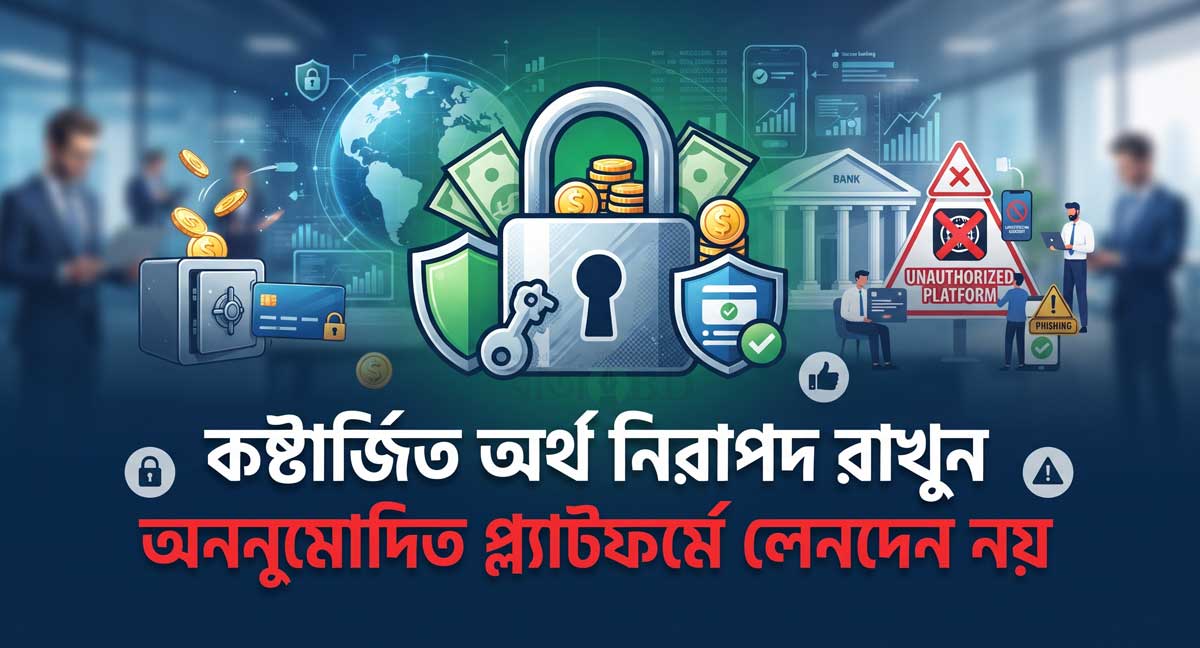 কষ্টার্জিত অর্থ নিরাপদ রাখুন, অননুমোদিত প্ল্যাটফর্মে লেনদেন নয়
